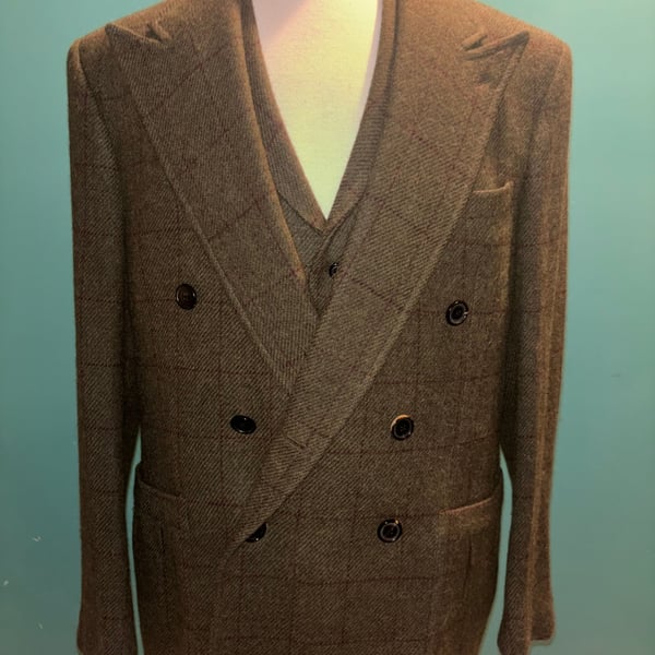 Ralph Lauren Purple Label Double-Breasted Windowpane Plaid Sportscoat & Vest 46 regular 