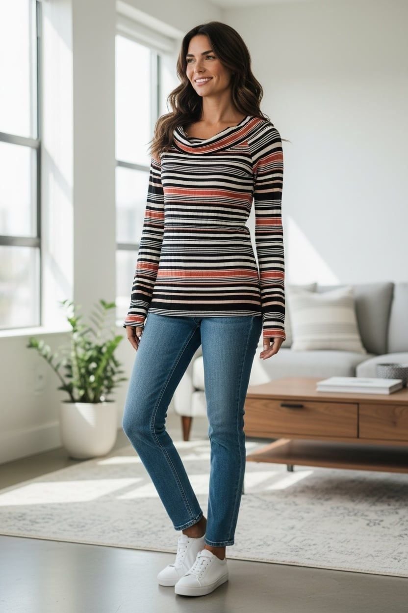 Free People Portland Stripe Off Shoulder Bell Sleeve Top 2