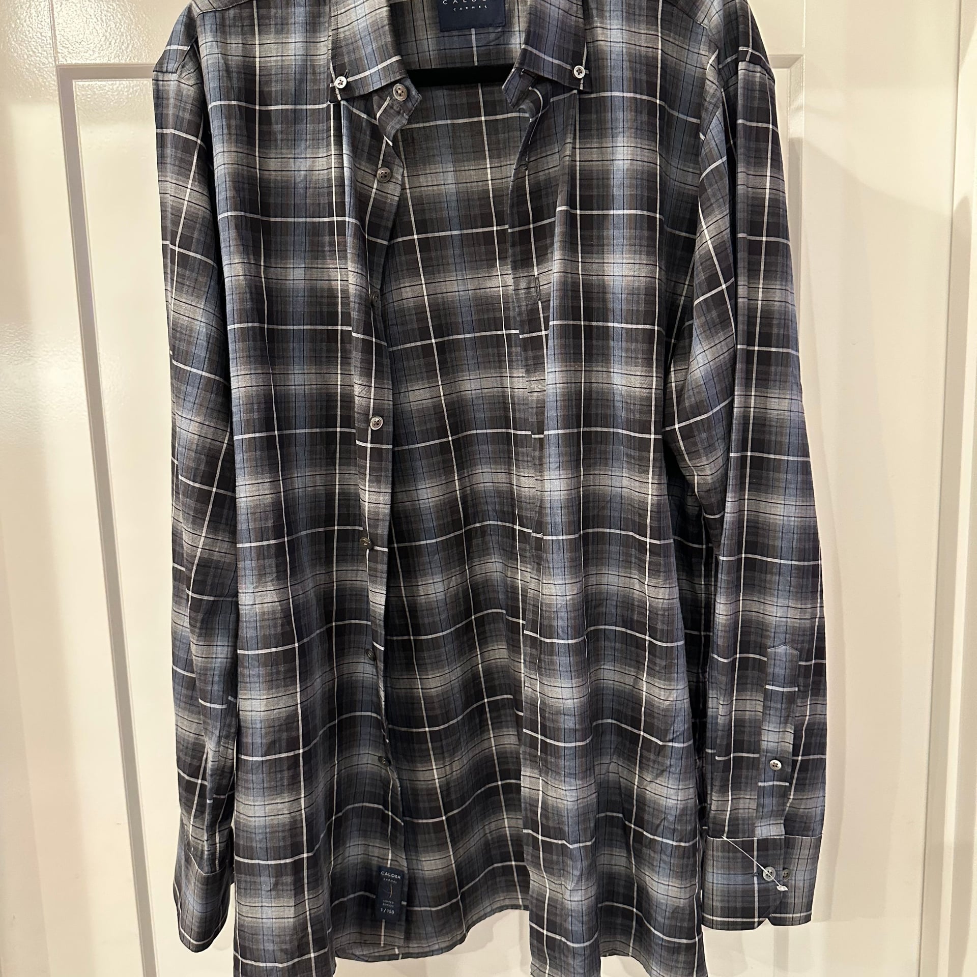 Calder Carmel black gray Blanket Plaid Brushed Cotton button down Shirt 3