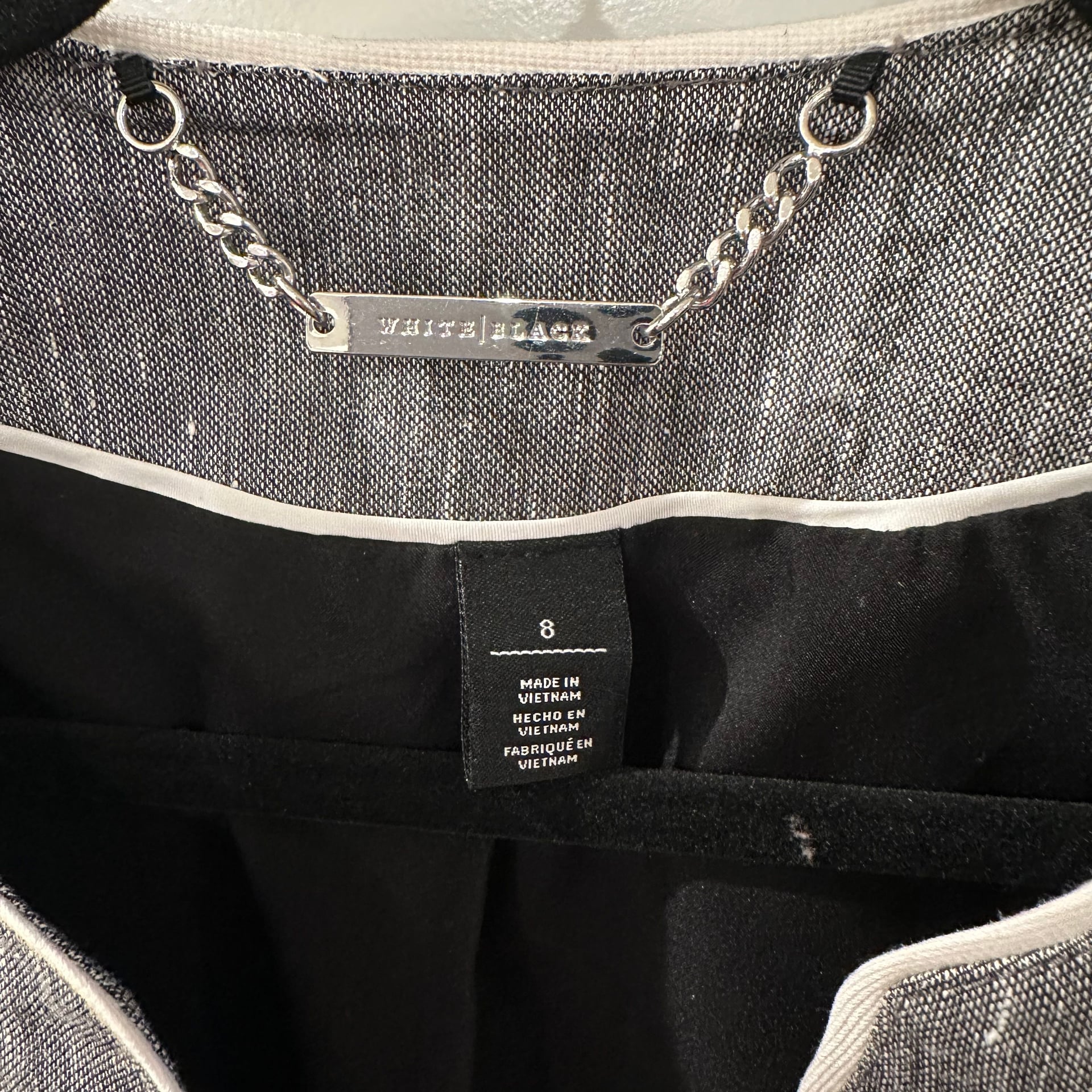 White House Black Market Heather Gray Zip Front Blazer Jacket 4