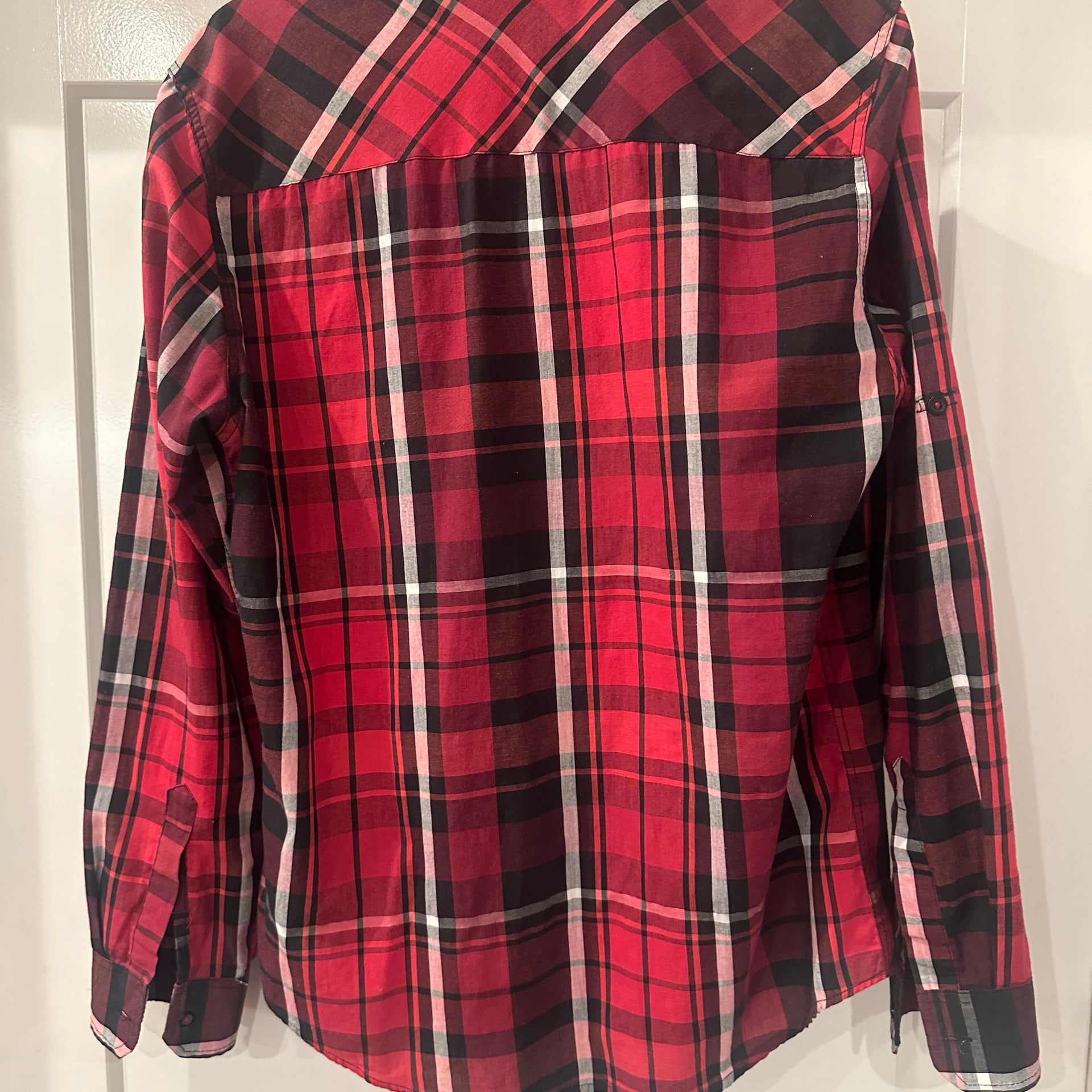 Eighty Eight Platinum Men's Red Black White Plaid Long Sleeve Button Up Shirt 6
