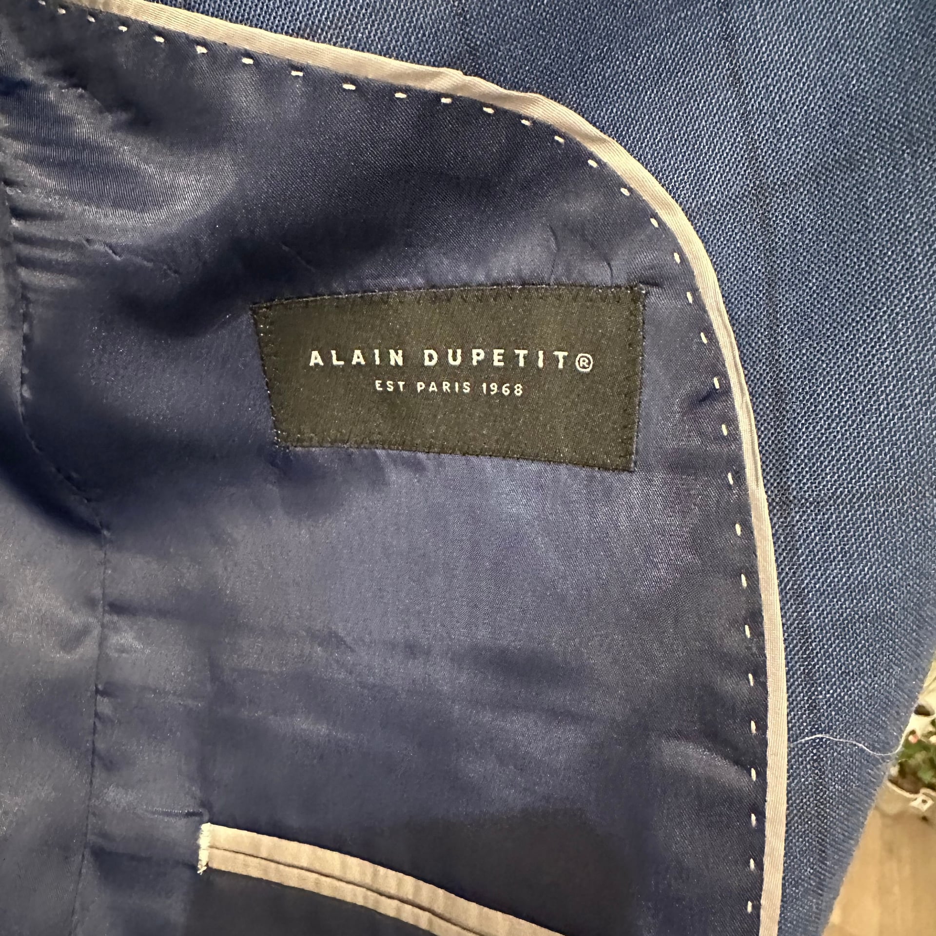 Alain dupetit blue Mirco-Check Two Button Suit birdseye blazer pants 40R 34 pant 5