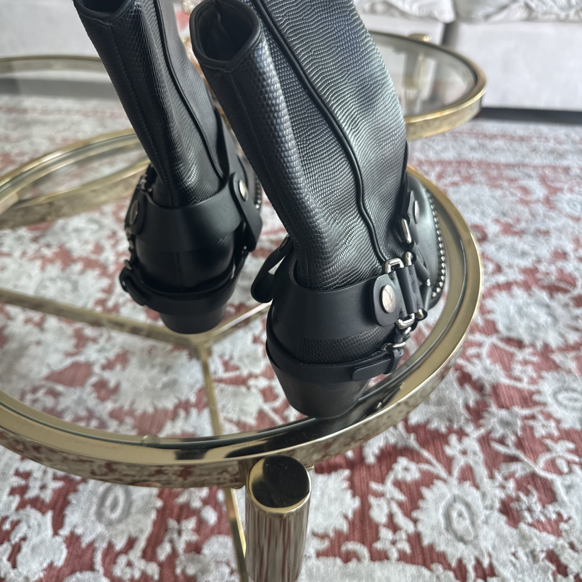 Miu Miu Black Leather Harness Moto Boots 1