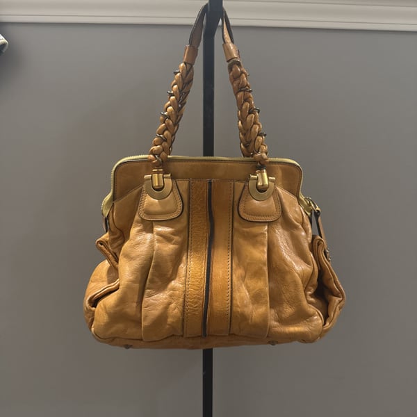 Pre-Owned Chloe Heloise Large Shoulder Handbag Brown Tan