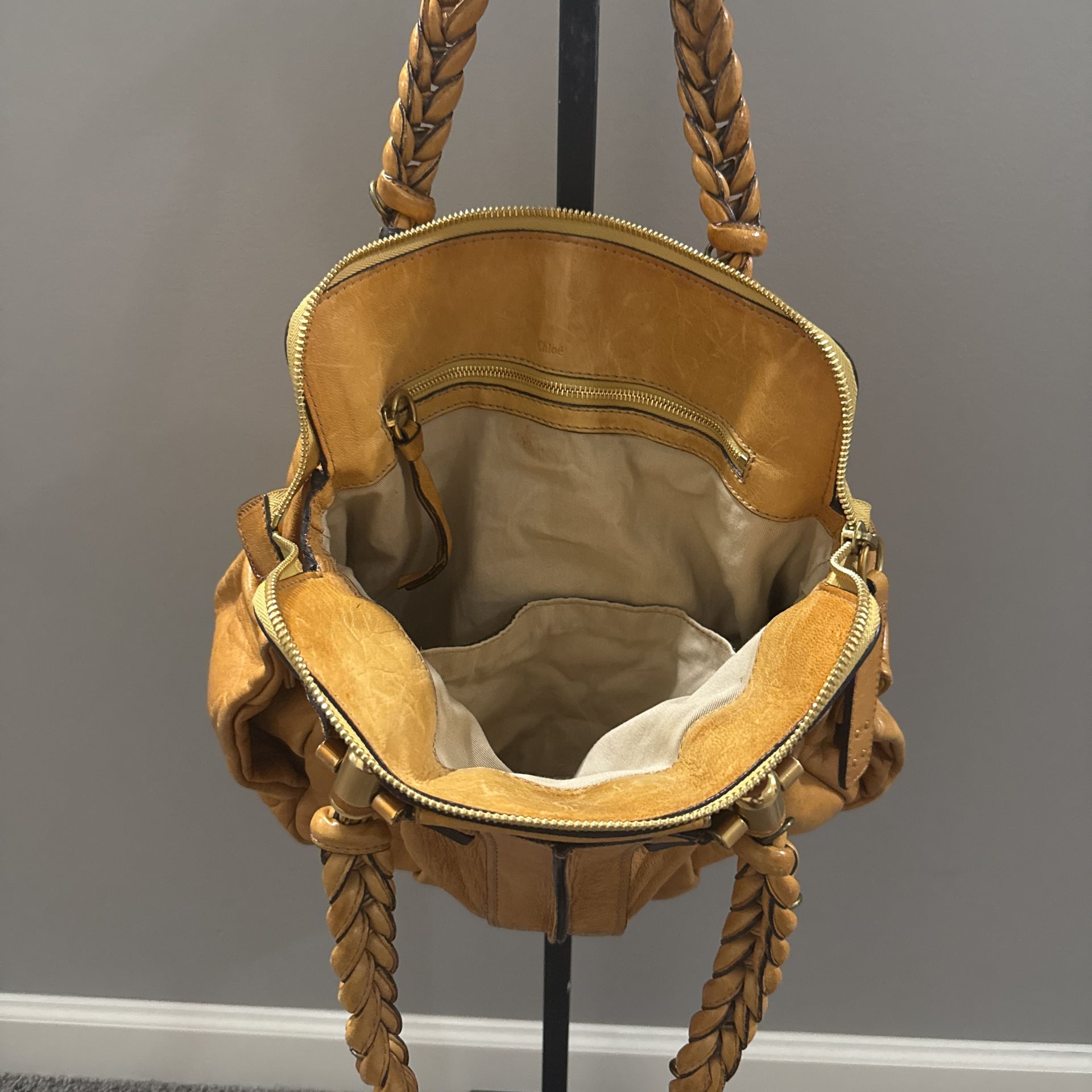Pre-Owned Chloe Heloise Large Shoulder Handbag Brown Tan 4