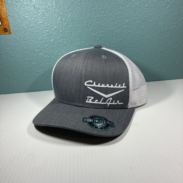 Chevrolet Bel Air BK Caps Heather White Mesh Trucker Hat Snapback