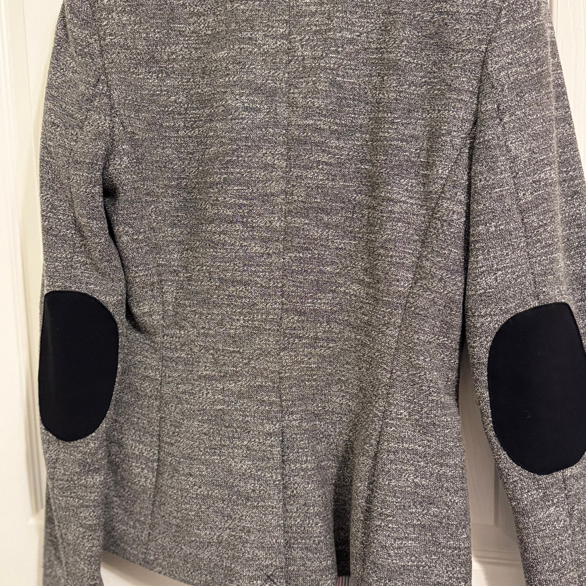 Tommy Hilfiger Women's Gray Marled Double Button Blazer with Elbow Patches 7