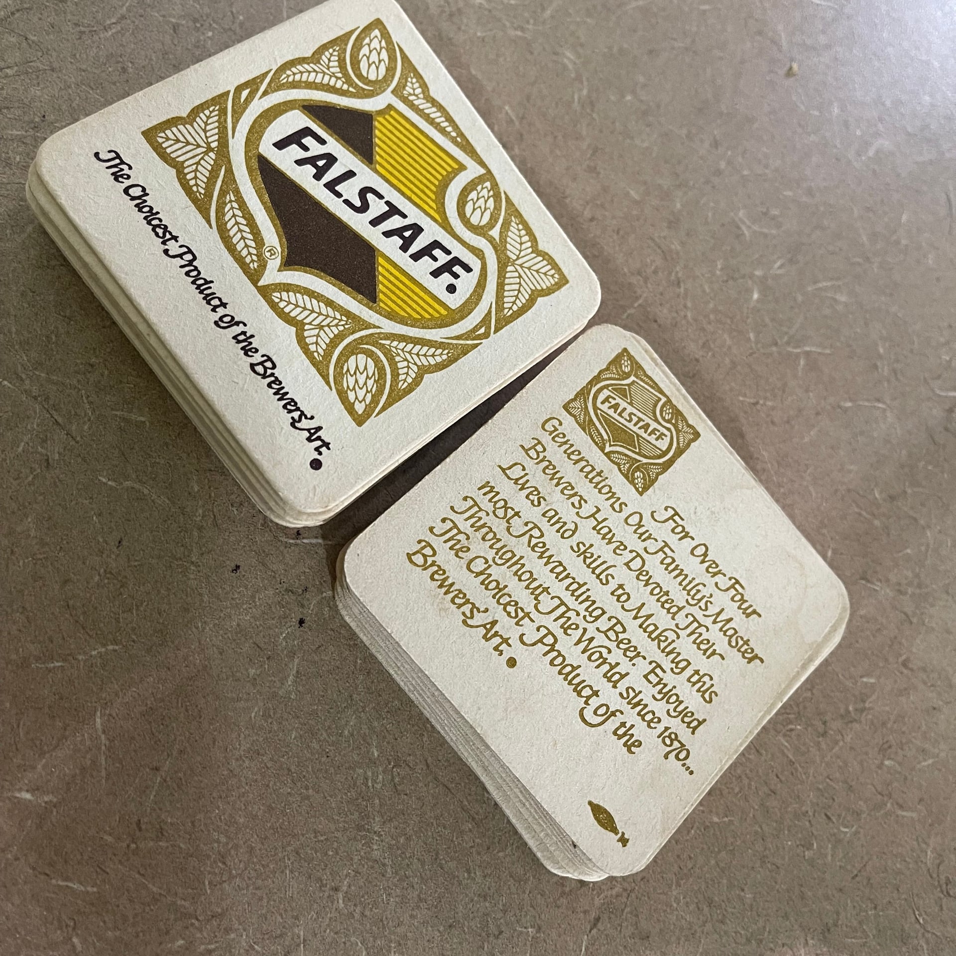 Vintage Falstaff Beer Coasters "The Choicest Product of the Brewer's Art" 1