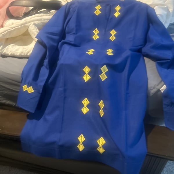 Blue African Men's Suit: Wedding Groomsmen Outfit