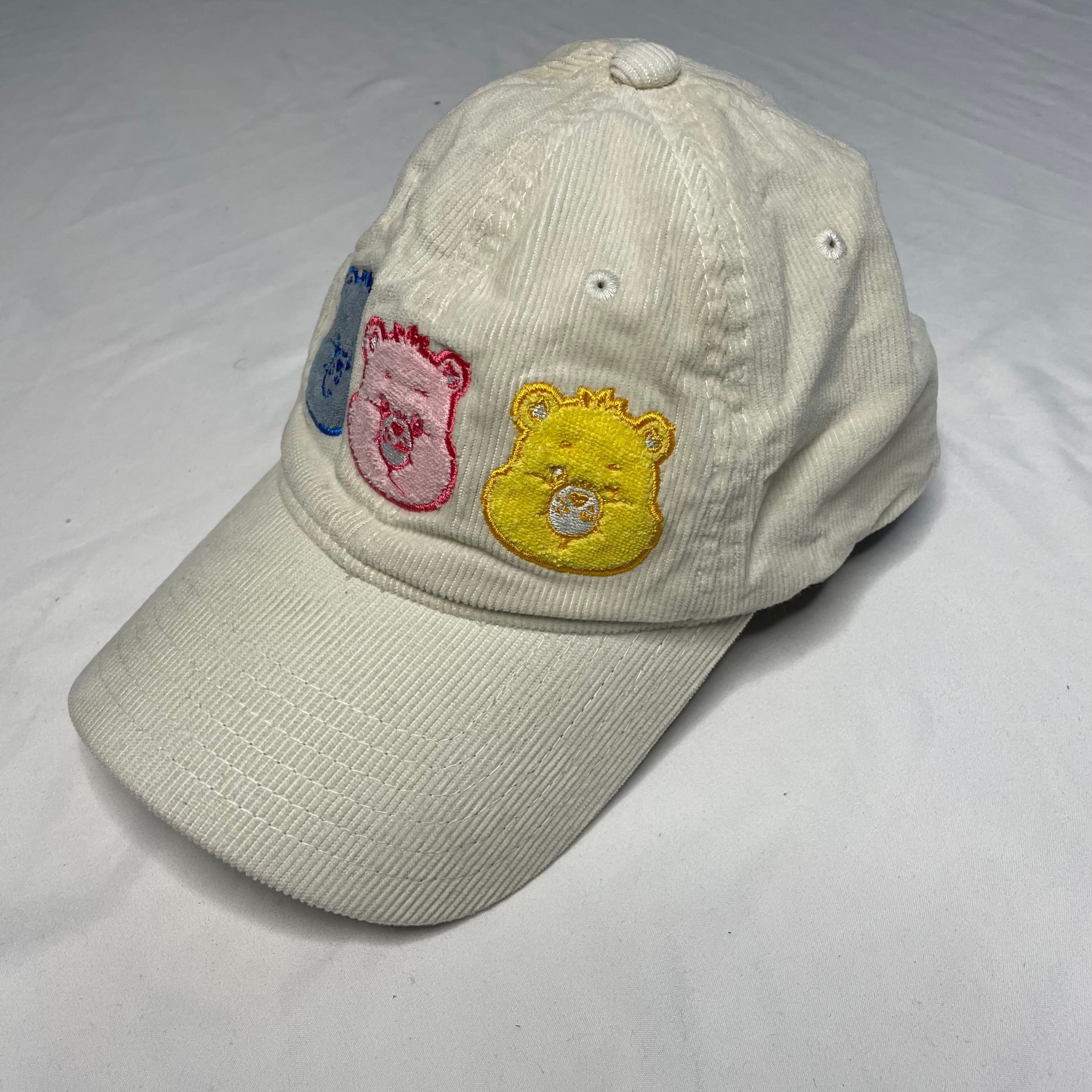Care Bears Embroidered Corduroy Dad Hat Adjustable Strap Cream Off-White 2