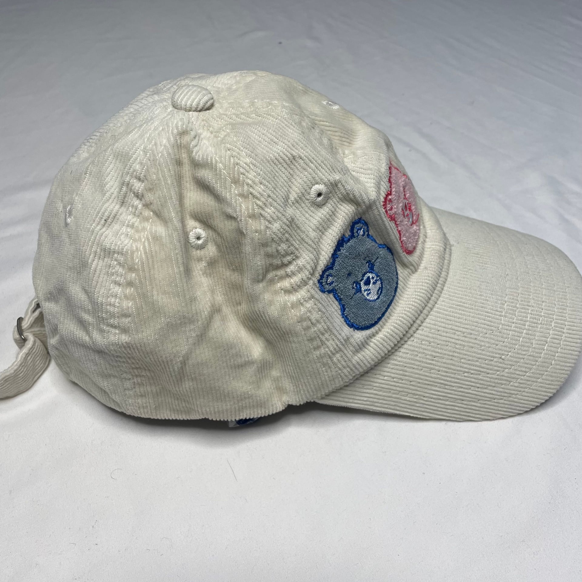Care Bears Embroidered Corduroy Dad Hat Adjustable Strap Cream Off-White 6