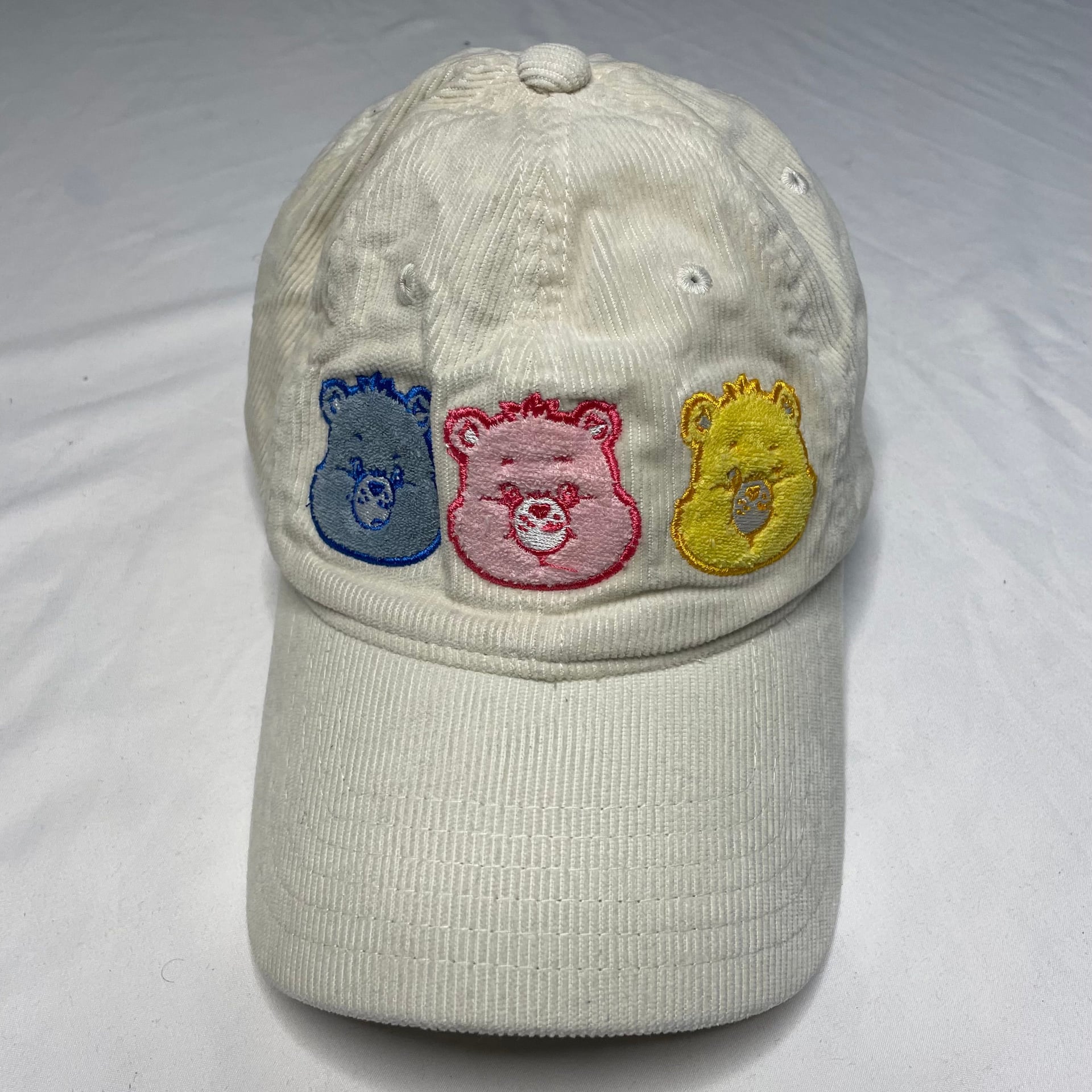 Care Bears Embroidered Corduroy Dad Hat Adjustable Strap Cream Off-White 7