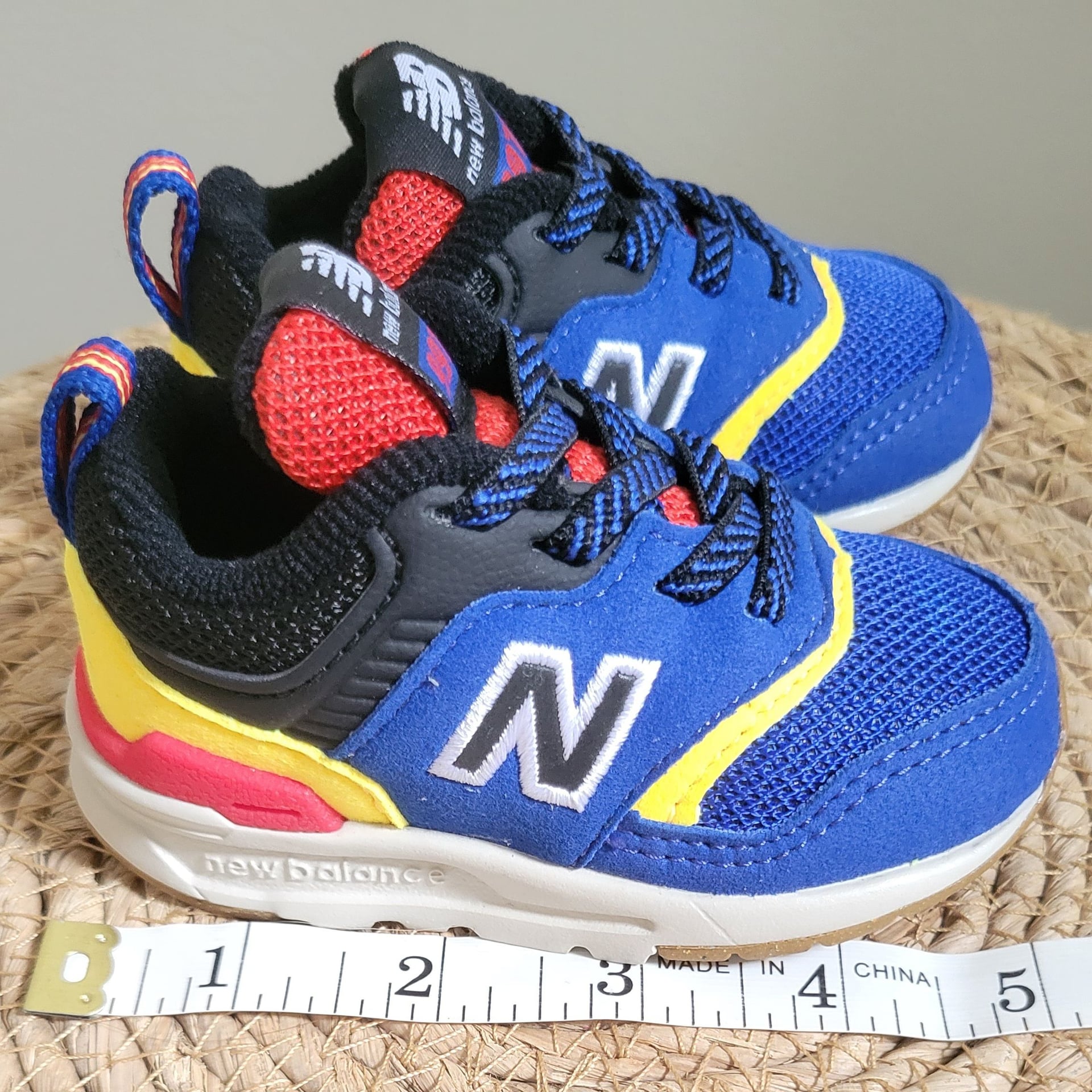 Toddler New Balance 997H Bungee Lace,NIB,3,Blue/Black/Yellow/Red 8