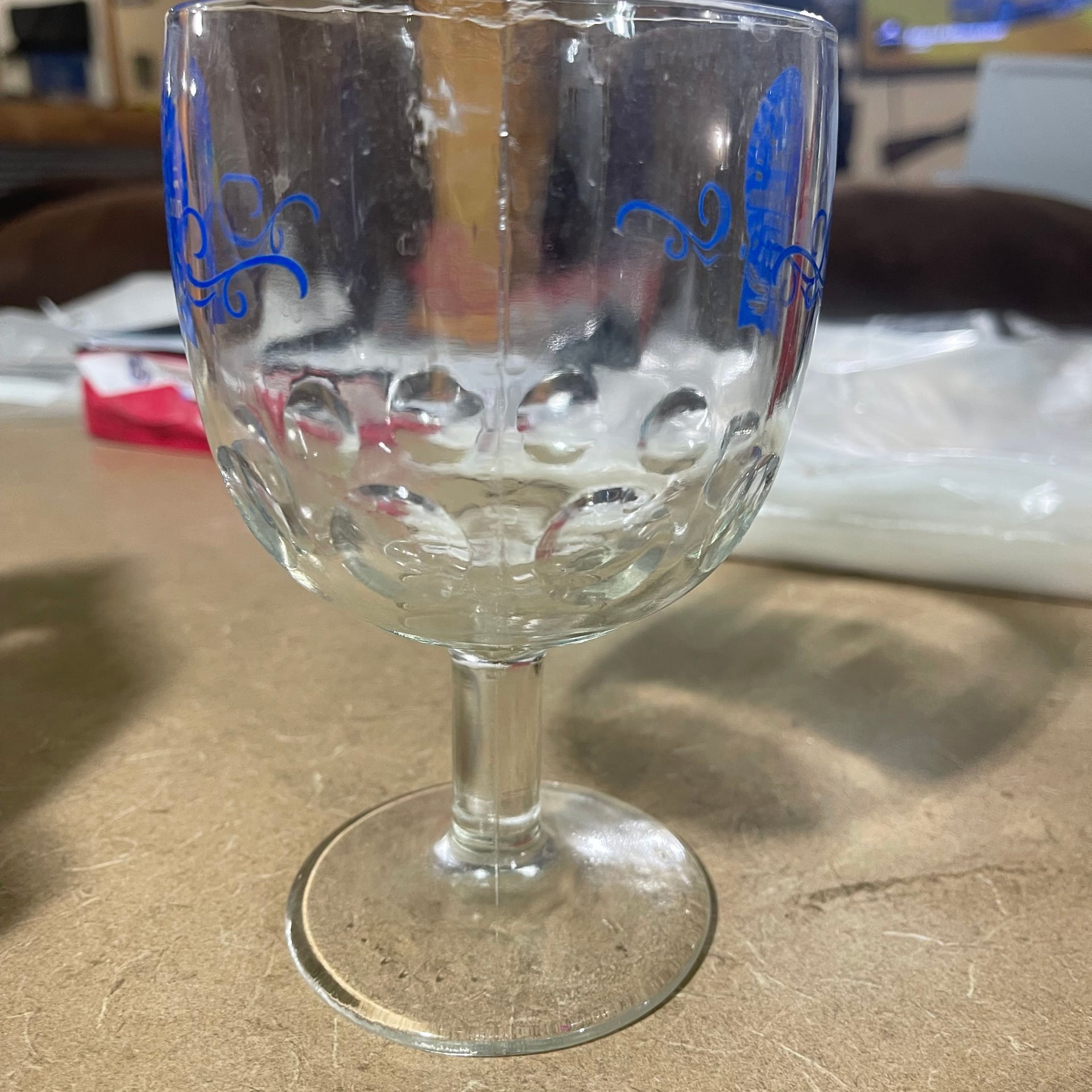 Vintage Pabst Blue Ribbon Beer Goblet Glass Dimpled Thumbprint 2