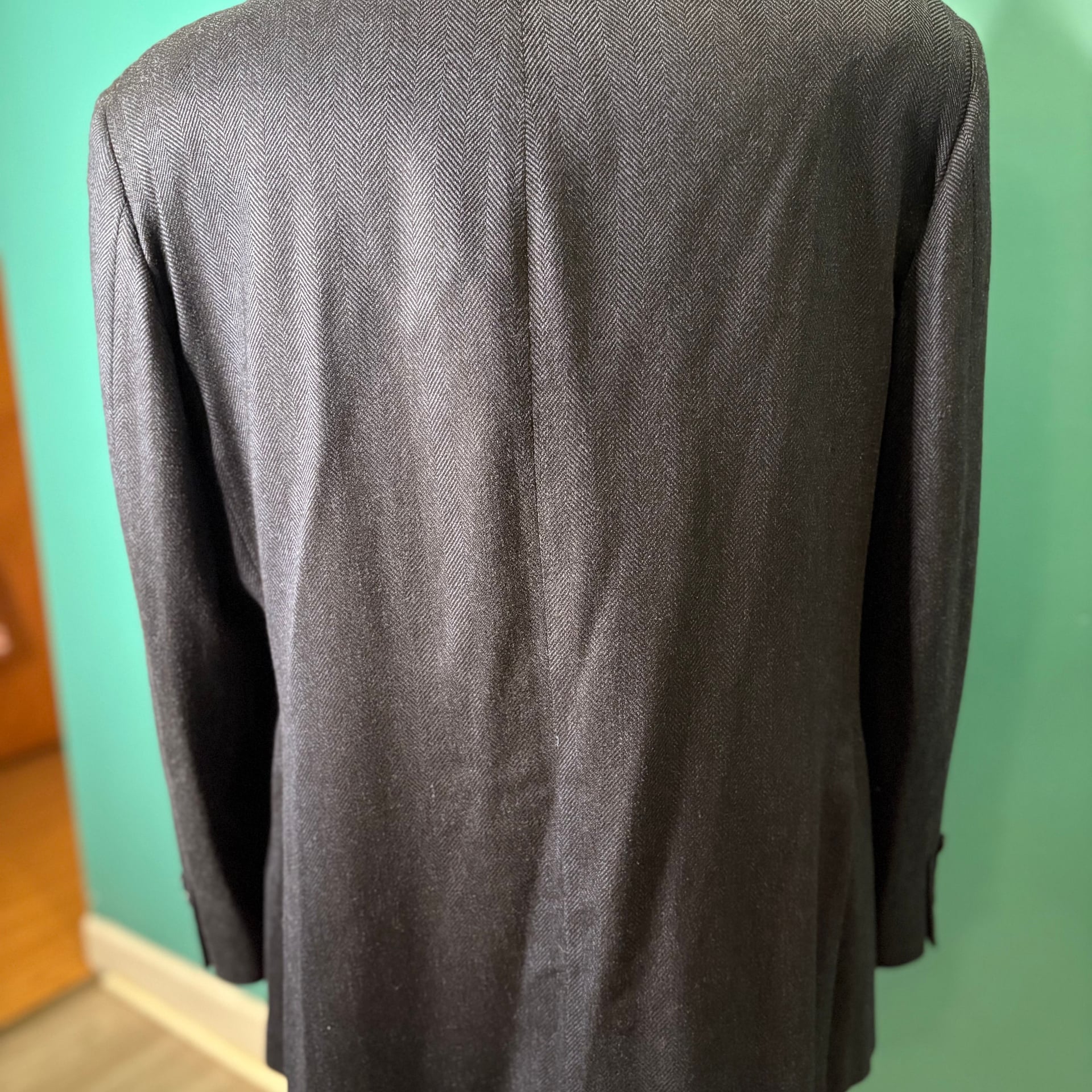 Paul Stuart Baxter Hacking Sport Coat 45 Regular Wool Silk Navy Herringbone 3