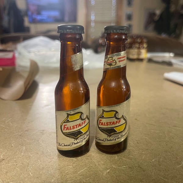 Vintage Falstaff Beer Bottle Salt & Pepper Shakers