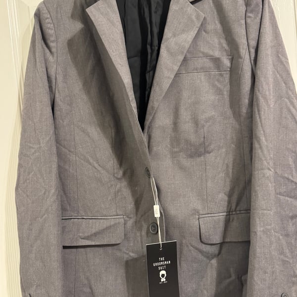 The Groomsman Suit Women's Textured Gray Suit Pants & Jacket Sz. 14 Regular NEW
