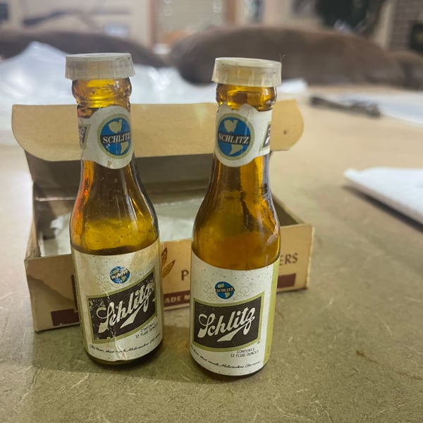 Vintage Schlitz Beer Bottle Salt and Pepper Shaker Set