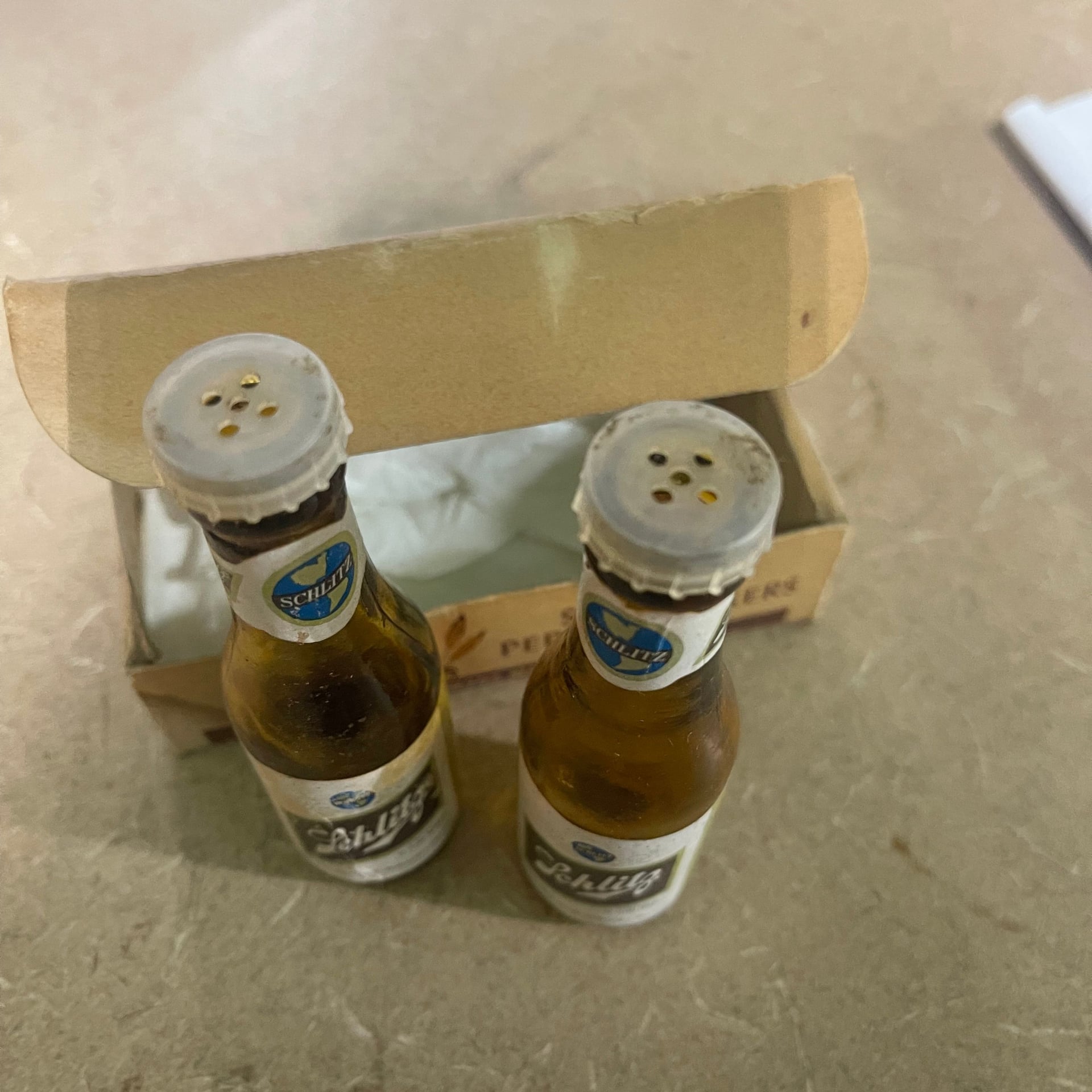 Vintage Schlitz Beer Bottle Salt and Pepper Shaker Set 2