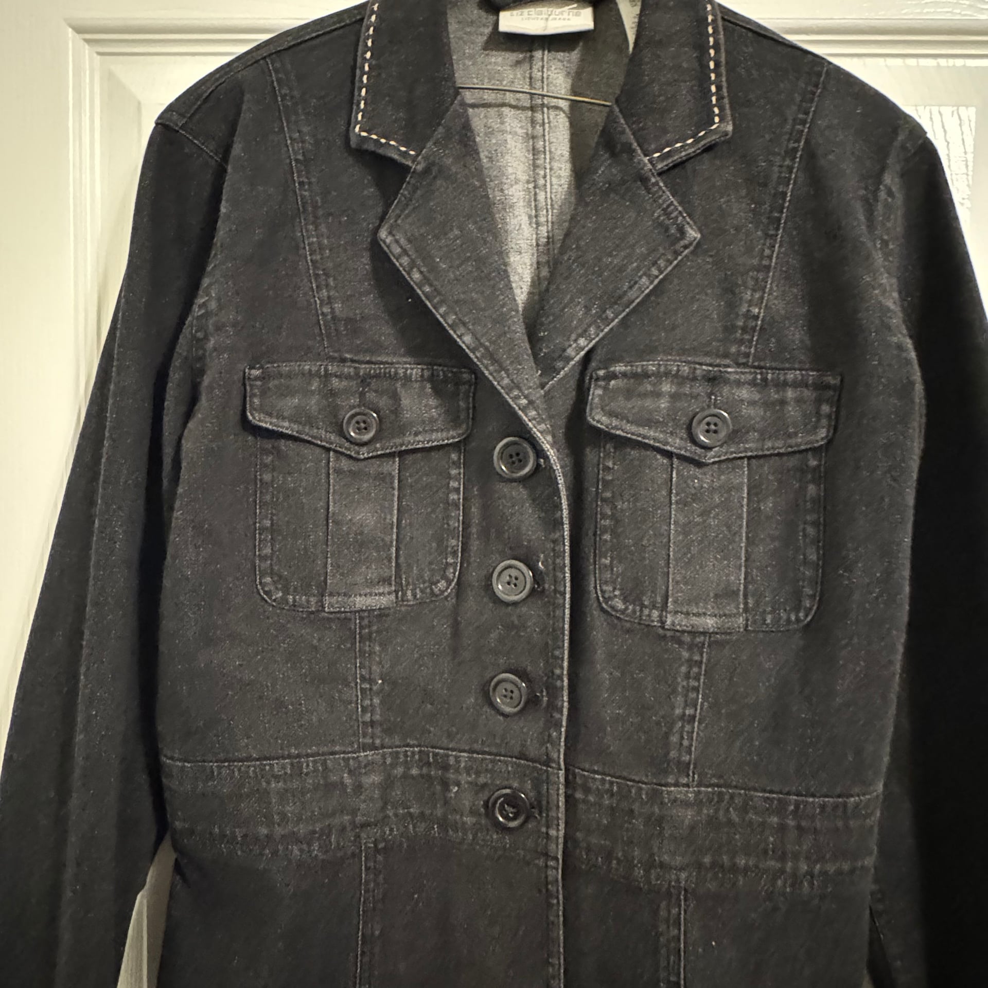 Liz Claiborne Black Denim Jean Jacket 3