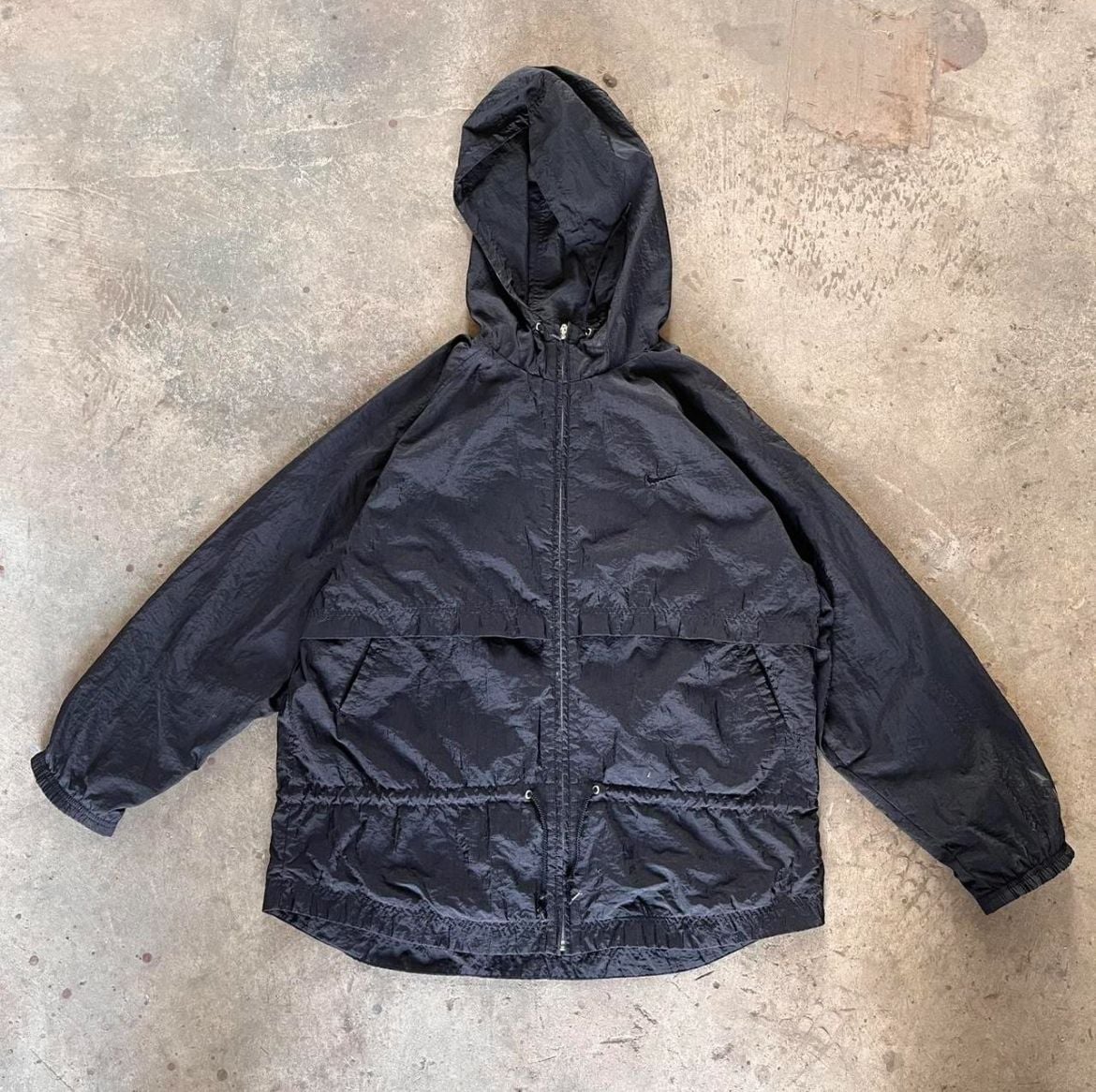 VINTAGE 90s Nike Jacket Adult Large Black Windbreaker Coat Nylon Vented Me Long 2
