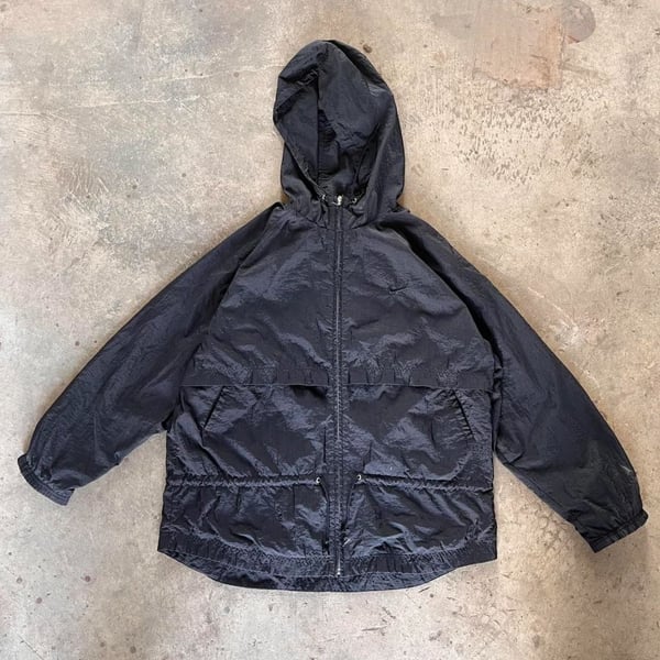 VINTAGE 90s Nike Jacket Adult Large Black Windbreaker Coat Nylon Vented Me Long