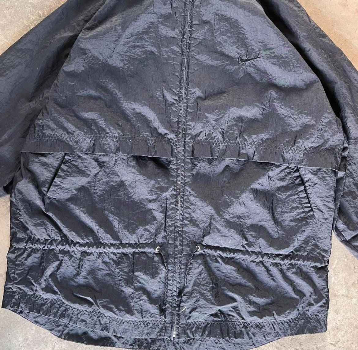VINTAGE 90s Nike Jacket Adult Large Black Windbreaker Coat Nylon Vented Me Long 4
