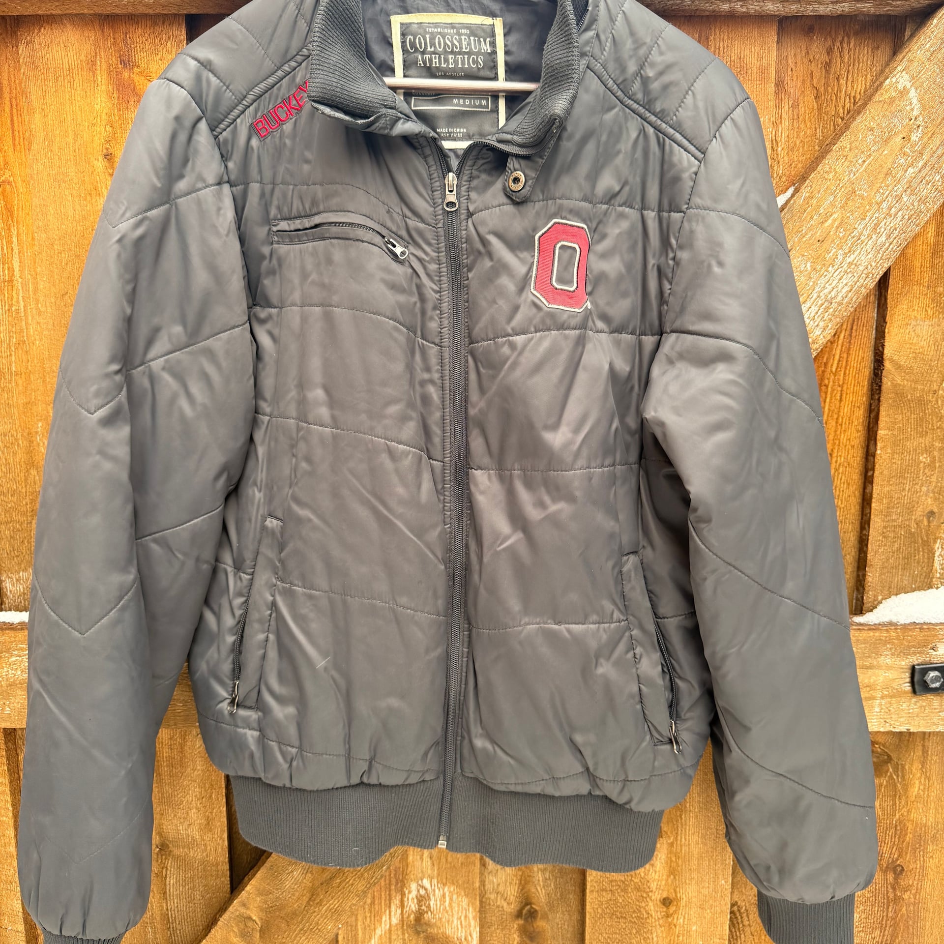 Colosseum Ohio State Buckeyes Quilted Full-Snap Jacket Charcoal 1