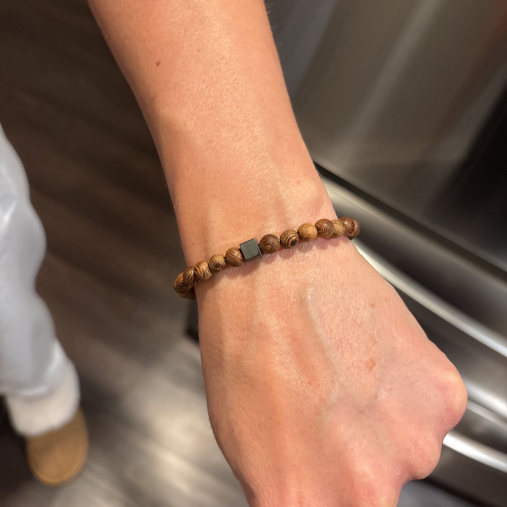 Wenge Wood Beaded Stretch Bracelet – , 3