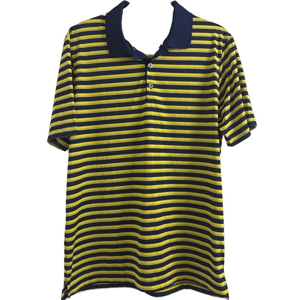 Adidas Climalite Blue and Yellow Striped Golf Polo Shirt 2