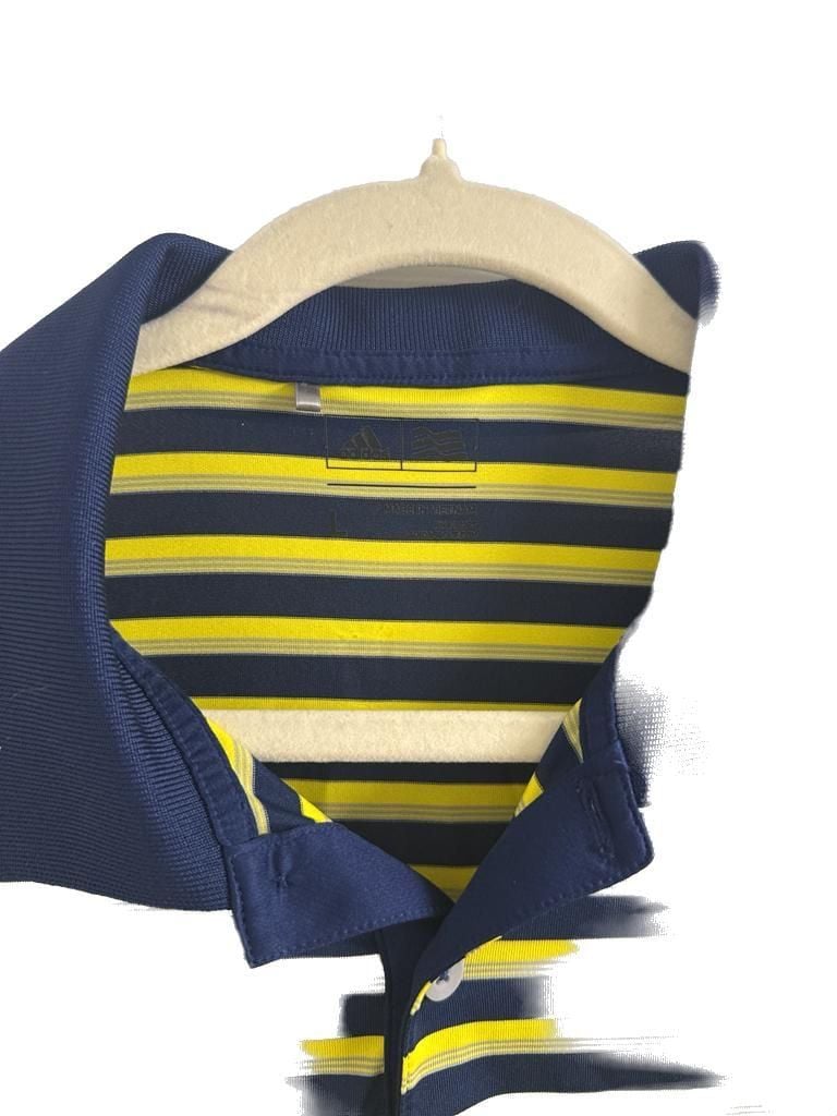 Adidas Climalite Blue and Yellow Striped Golf Polo Shirt 3