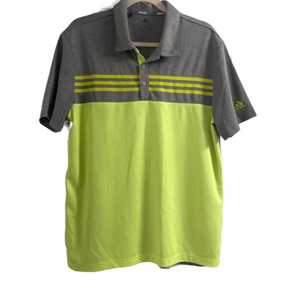 Men’s Adidas Neon Green and Grey Polo Shirt 1