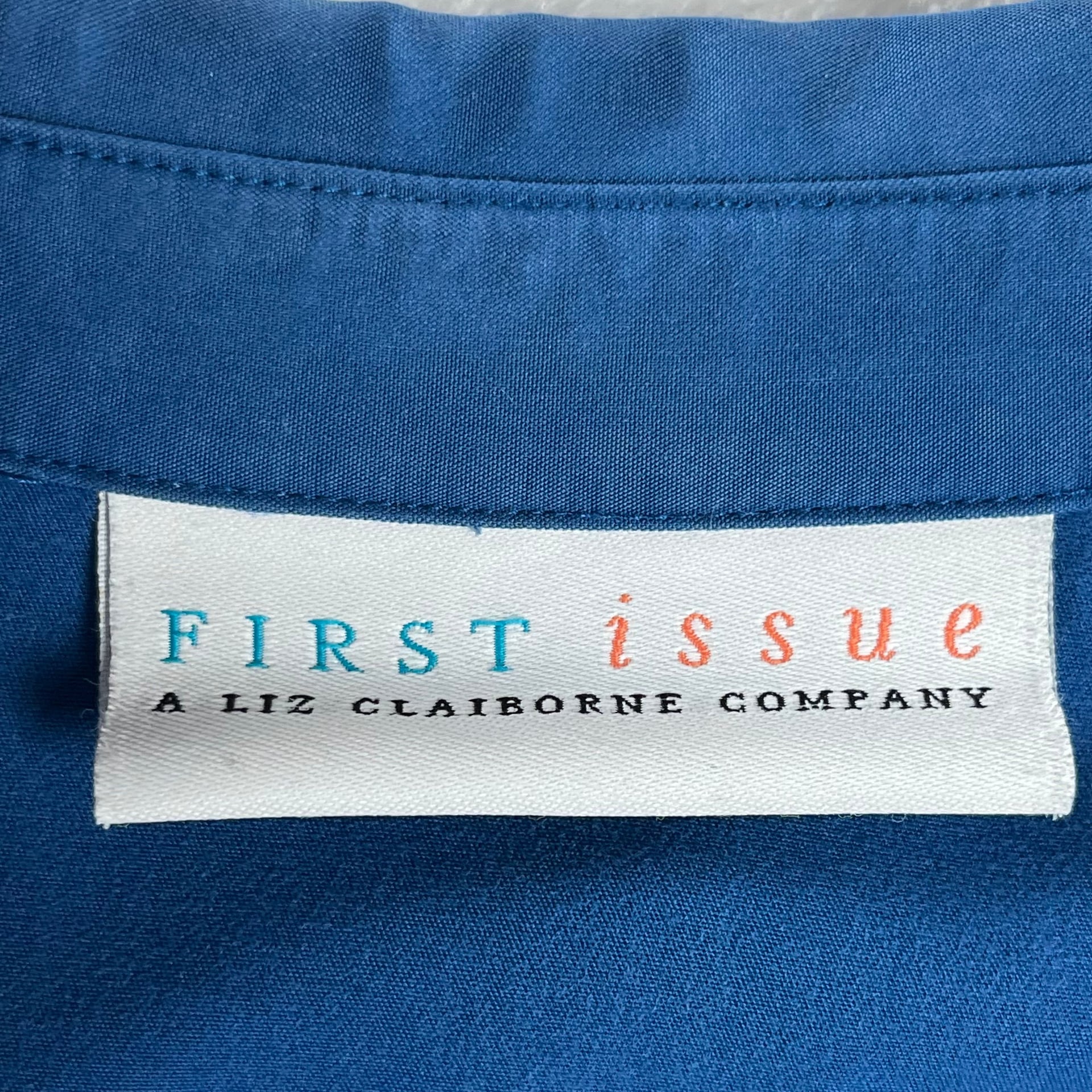 First Issue Blue Button Front Blouse Rayon Blend Preppy Indie Size M 8