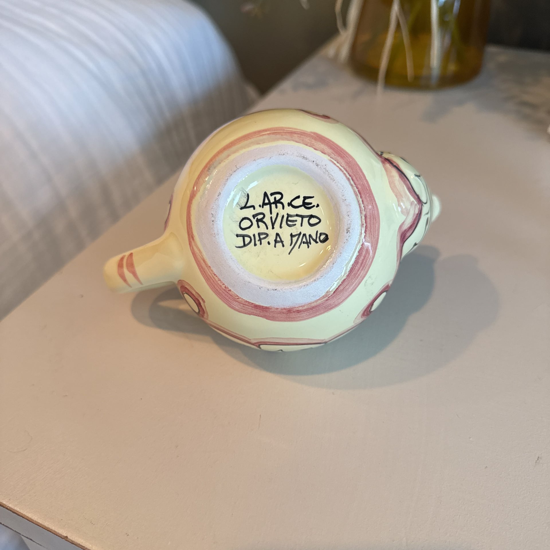 Vintage L.Ar.Ce. Orvieto Italian Hand-Painted Majolica Teapot with Woman Portrait 2