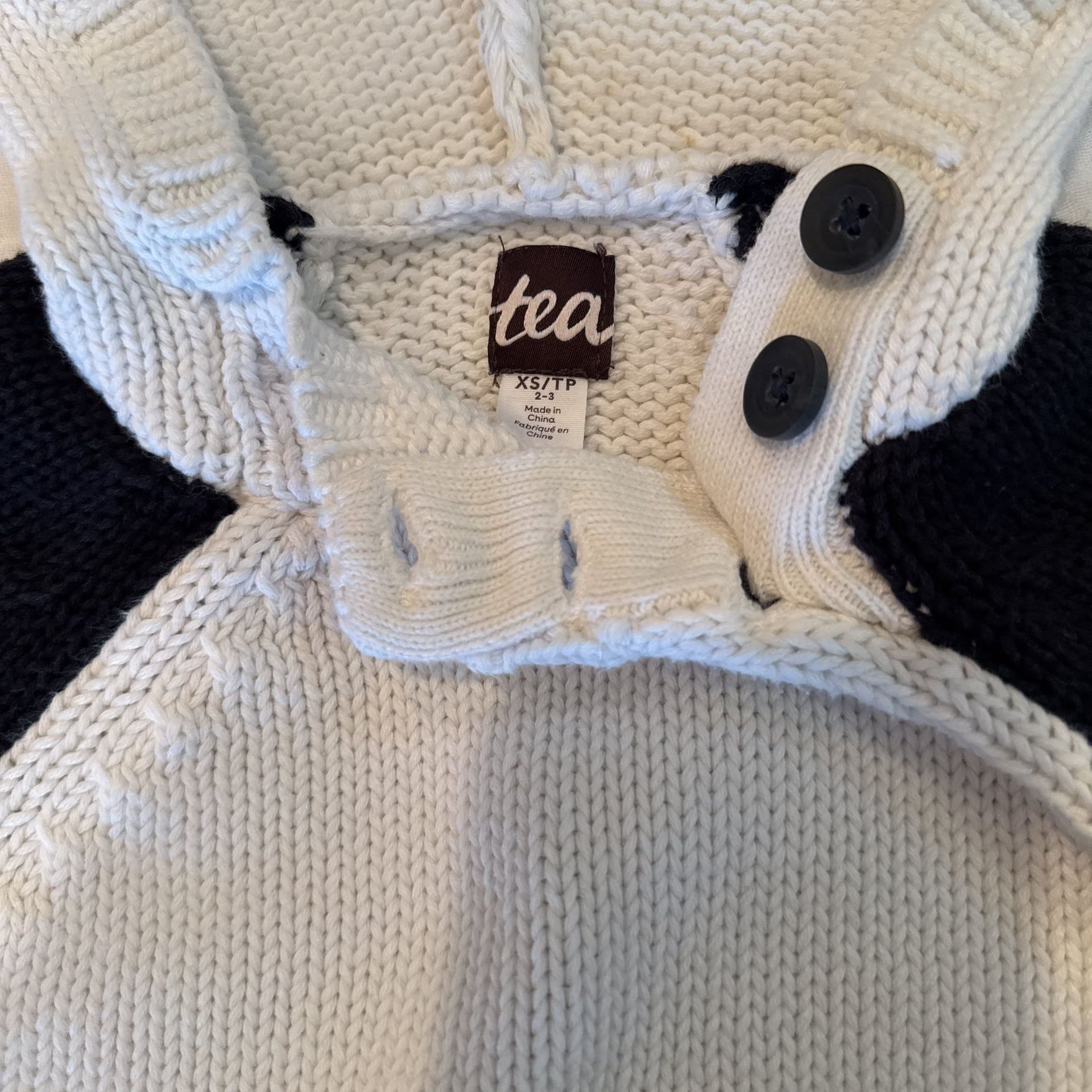 Tea Collection Panda Hooded Baby Cardigan Sweater Size 2/3 Toddler 2