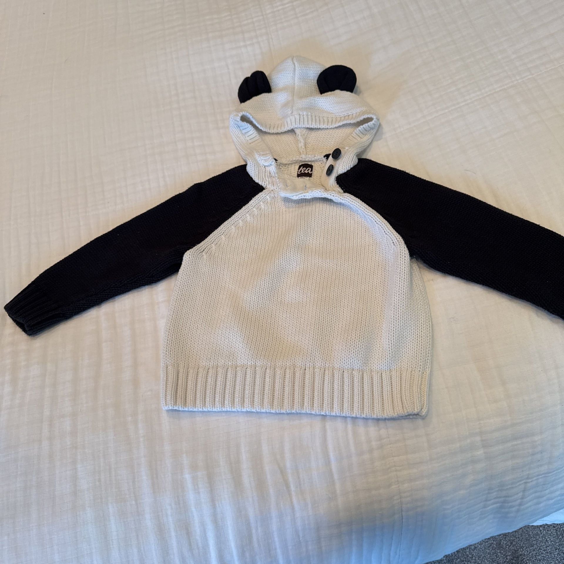 Tea Collection Panda Hooded Baby Cardigan Sweater Size 2/3 Toddler 3