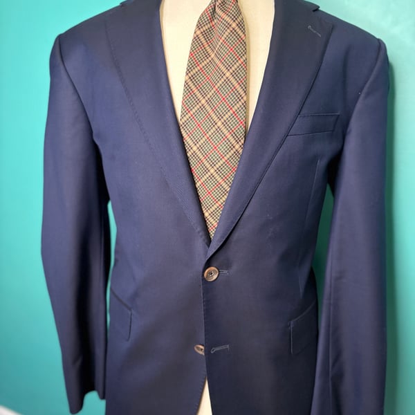Jack Victor Men's Navy Blue Two-Button Wool Blazer