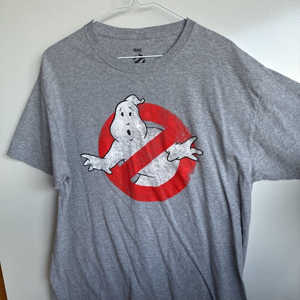 Ghostbusters Mens Retro Distressed Logo Graphic T-Shirt Gray