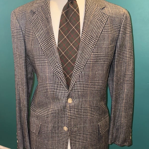 Vintage Southwick Gray Glen Plaid Wool Tweed Sport Coat 44