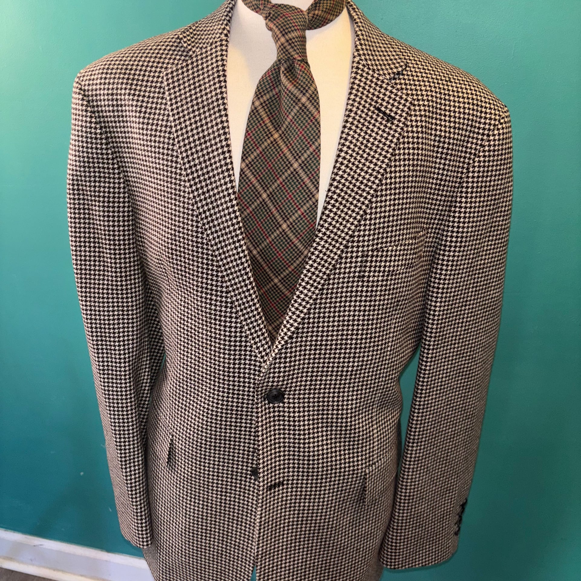 J. Peterman Men's 44 R Houndstooth Wool/Cashmere Sport Coat Blazer 1