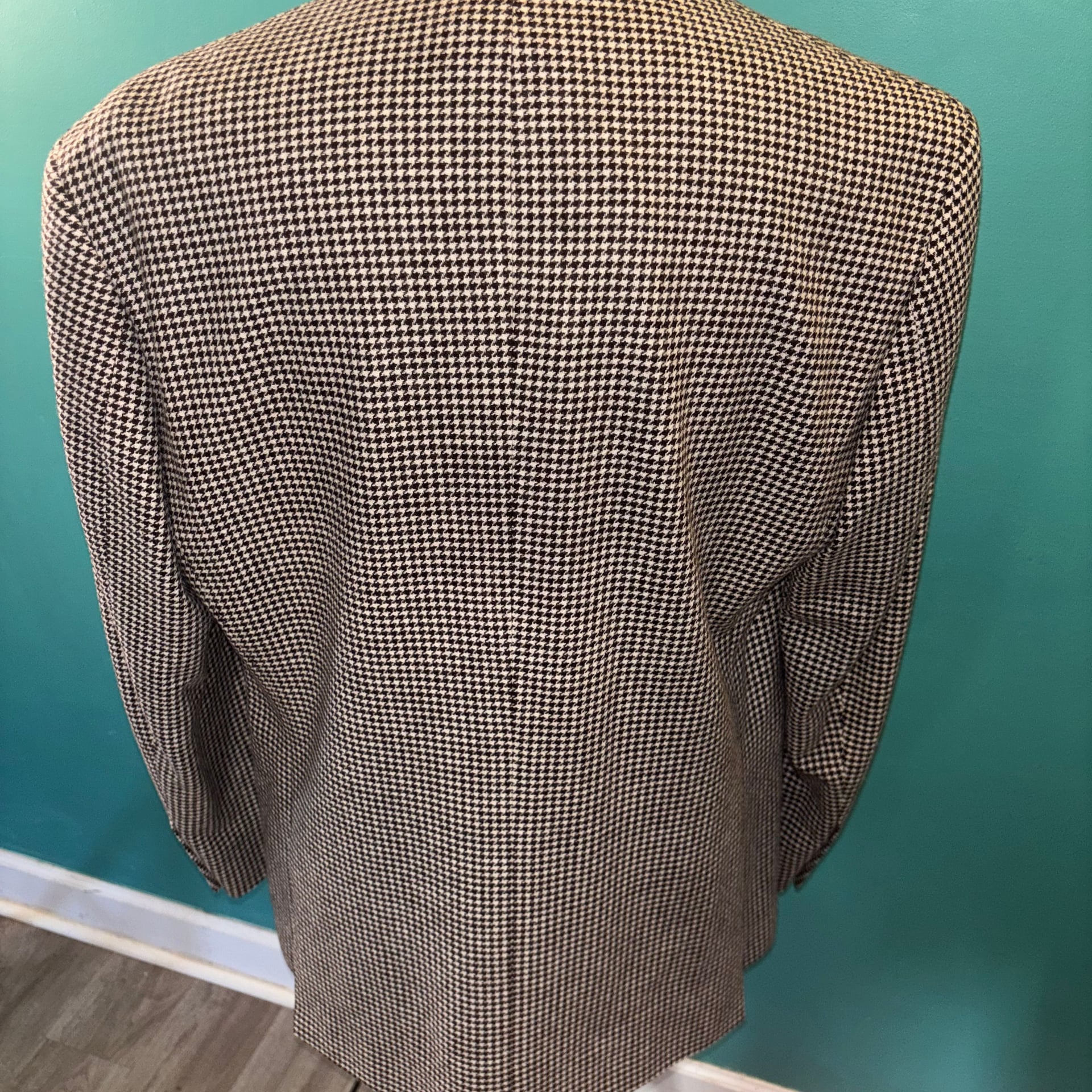J. Peterman Men's 44 R Houndstooth Wool/Cashmere Sport Coat Blazer 8