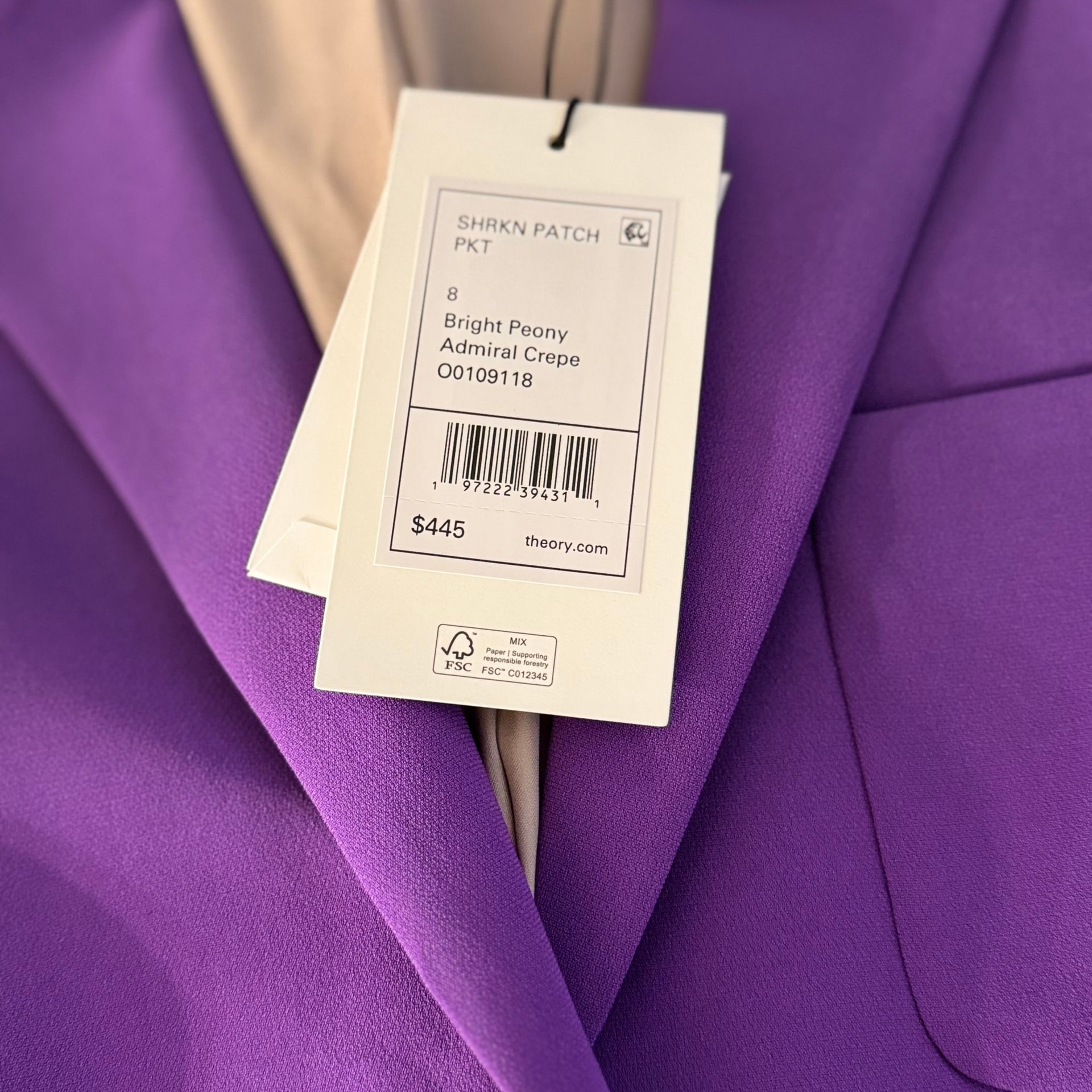 Theory Shrunken Single-Breasted Patch Pocket Blazer in Bright Peony 3