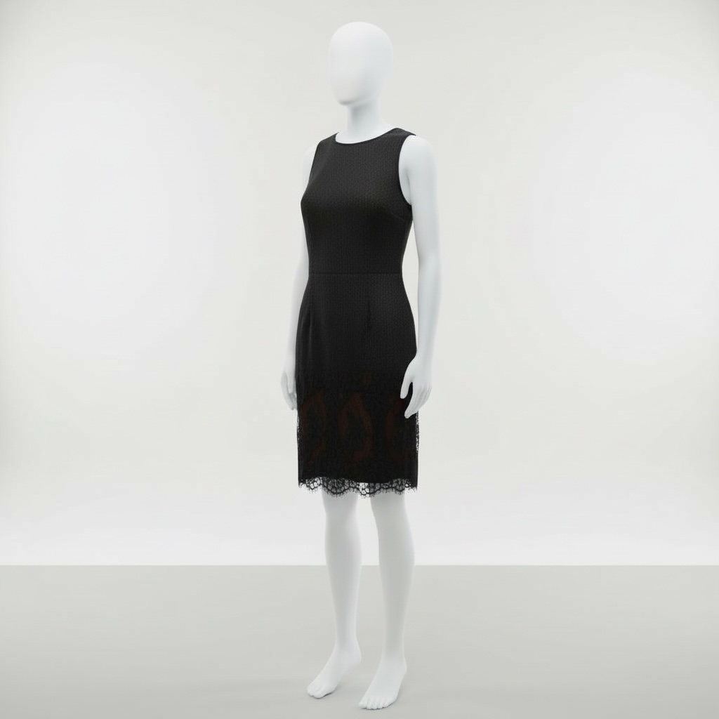 Datiani Women's Sleeveless Black Sheath Dress with Tan Geometric Embroidery and Tassels 3