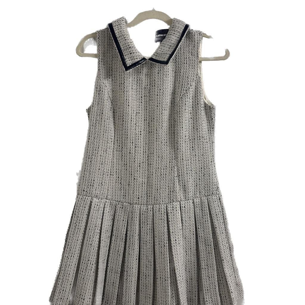 Never Worn Mustard Seed Pleated Tweed Mini Dress with Collar 2