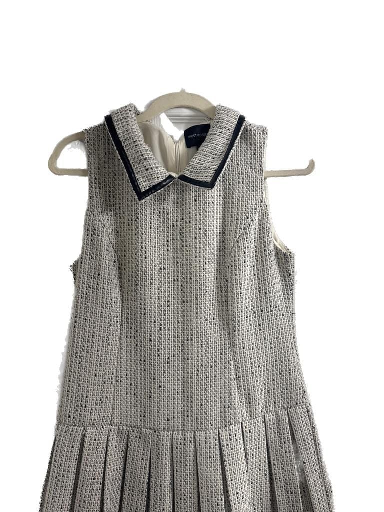 Never Worn Mustard Seed Pleated Tweed Mini Dress with Collar 4