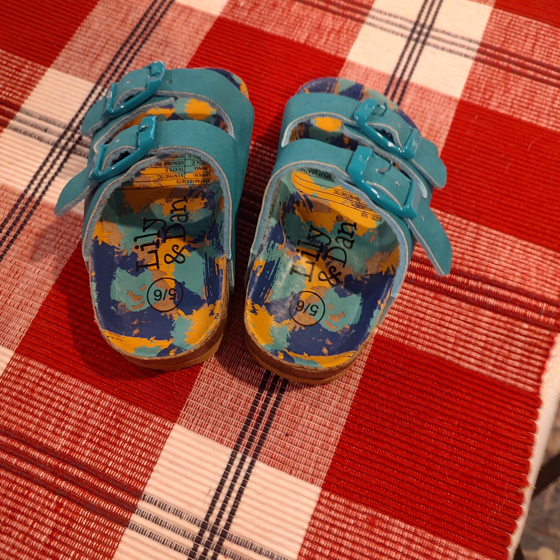 Lily & Dan Toddler Blue Galaxy/Space Print Double Buckle Footbed Sandals 2