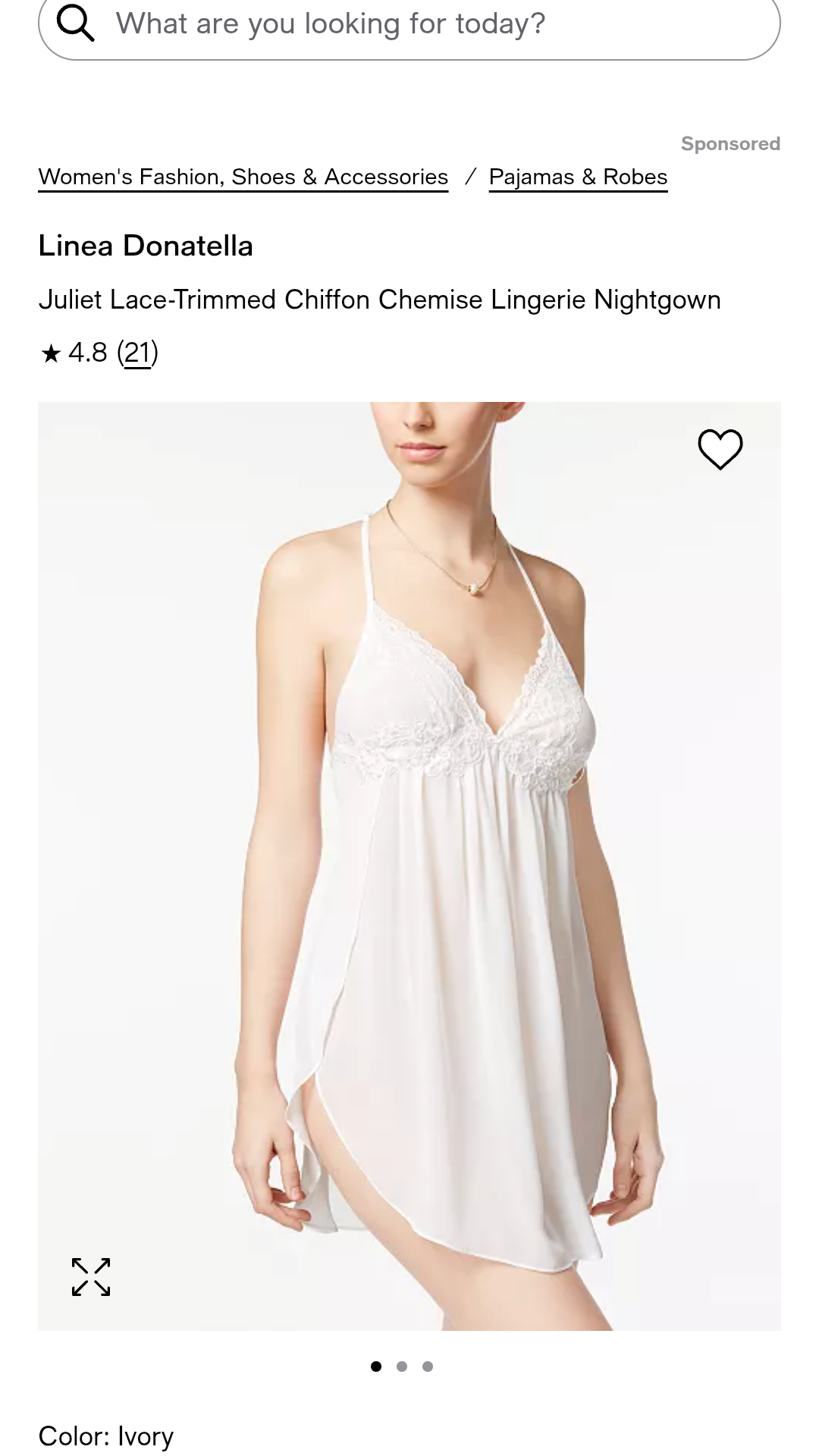 NWT Linea Donatella M Juliet Lace-Trimmed Chiffon Chemise Nightgown JLT010 3