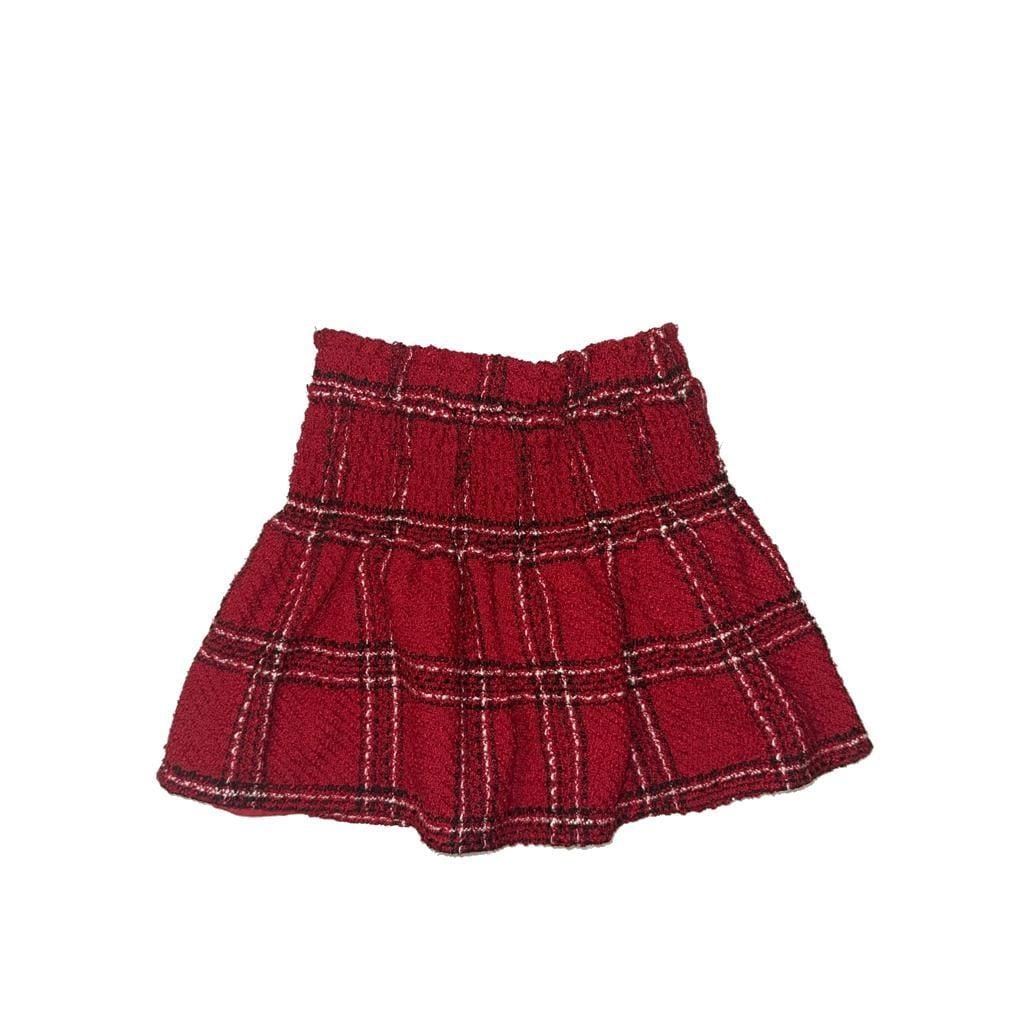 GB Girls Red Skirt Plaid Lined Size 6 Smocked Elastic Waist 1