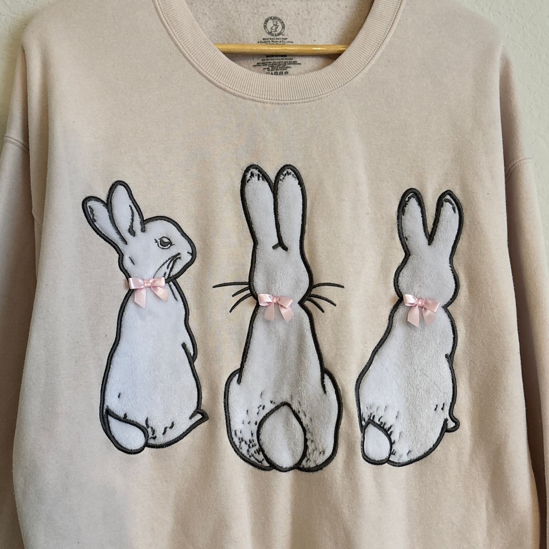 Peter Rabbit Bunny Peach Embellished Trio Bunny Sweatshirt 8