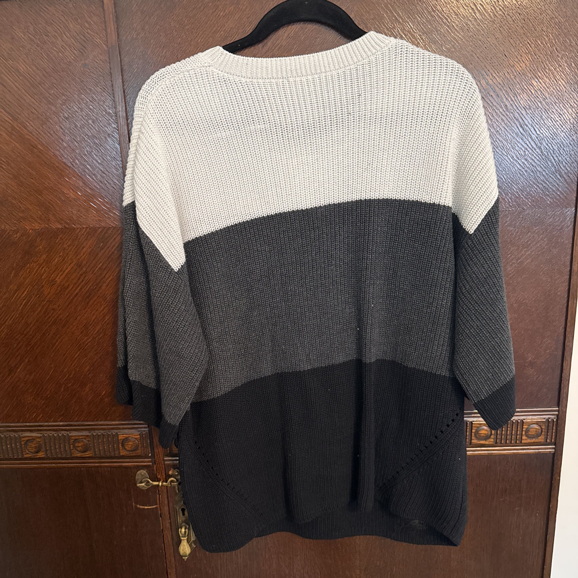 Matty M Women's Elbow Sleeve Colorblock Sweater -Drop Shoulder (xl) 5